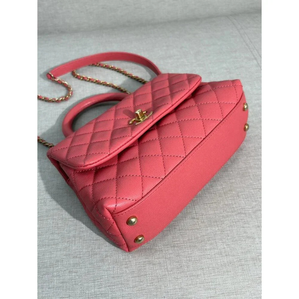 CHANEL Red Caviar Coco Handle Mini GHW